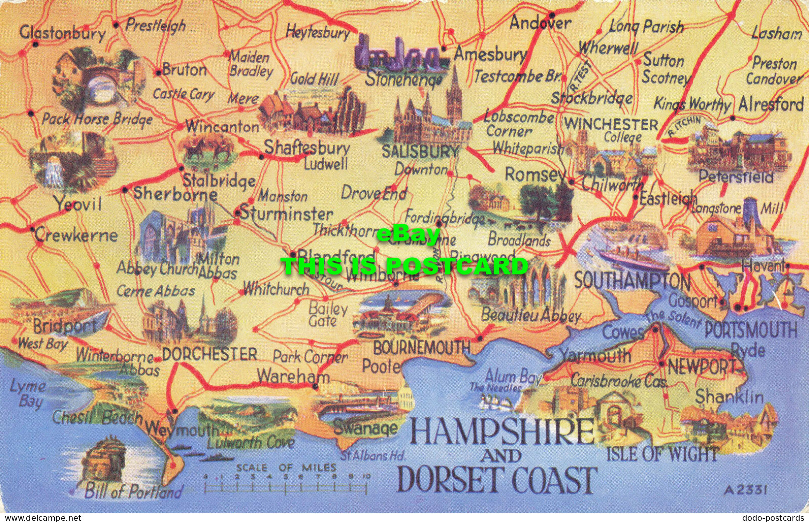 R567878 Hampshire And Dorset Coast. A2331. Art Colour. Valentines. Map - World
