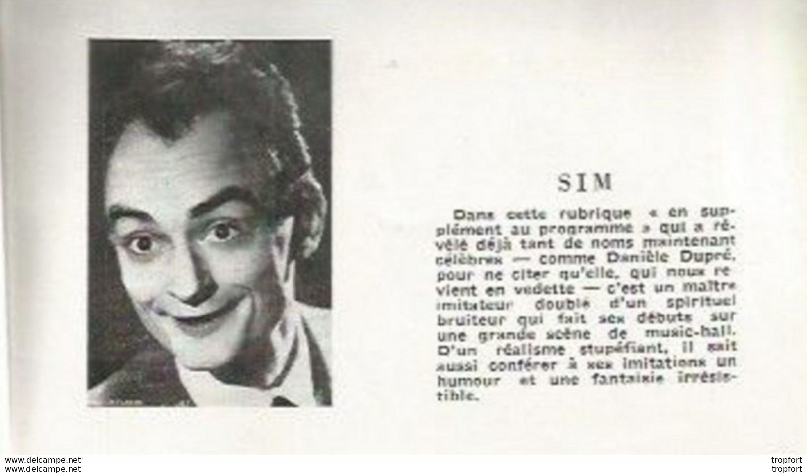 CC // Vintage // Old French Music Hall Program / Programme Théâtre OLYMPIA 1955 Gilbert BECAUD SIM DUPRE - Programme