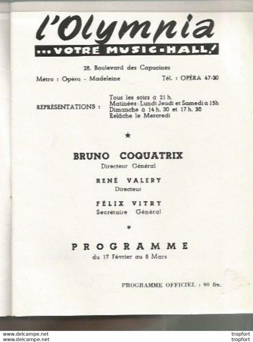 CC // Vintage // Old French Music Hall Program / Programme Théâtre OLYMPIA 1955 Gilbert BECAUD SIM DUPRE - Programma's