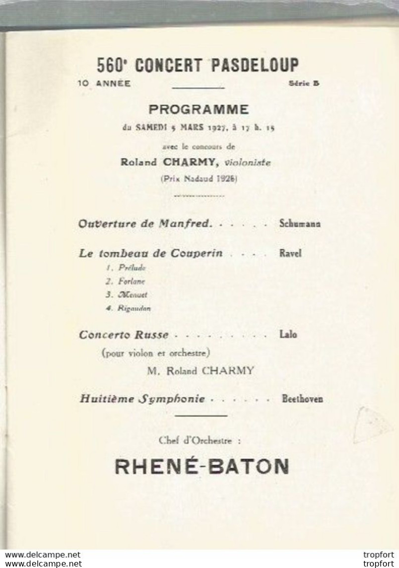 CC // Vintage // Old French Program // Programme CONCERT PASDELOUP 1926 // RIMSKY-KORSAKOFF Russe - Programme