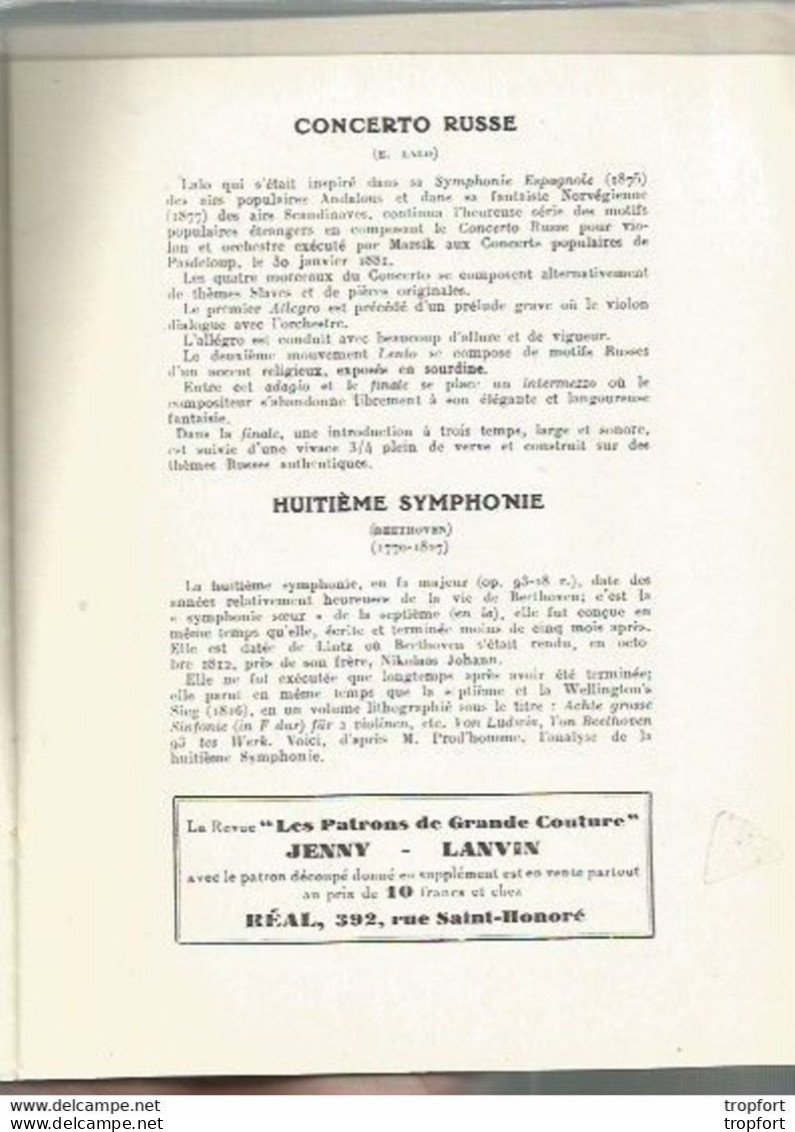 CC // Vintage // Old French Program // Programme CONCERT PASDELOUP 1926 // RIMSKY-KORSAKOFF Russe - Programma's