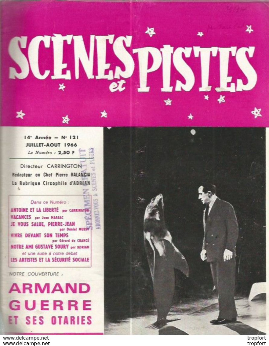 Vintage / Revue SCENES Et PISTES 1966 Cirque / MARSAC Publicités Illusionniste Fakir Magicien Prestidigitateur - Informations Générales