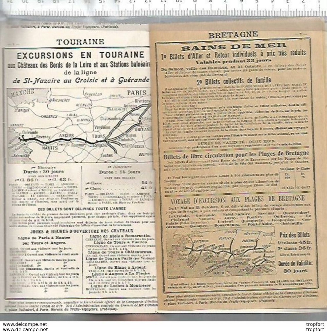 CA / Vintage / Livret Chemin De Fer D'ORLEANS Touraine Bretagne Bains De Mer // AUVERGNE LIMOUSIN SNCF Voyages - Reiseprospekte