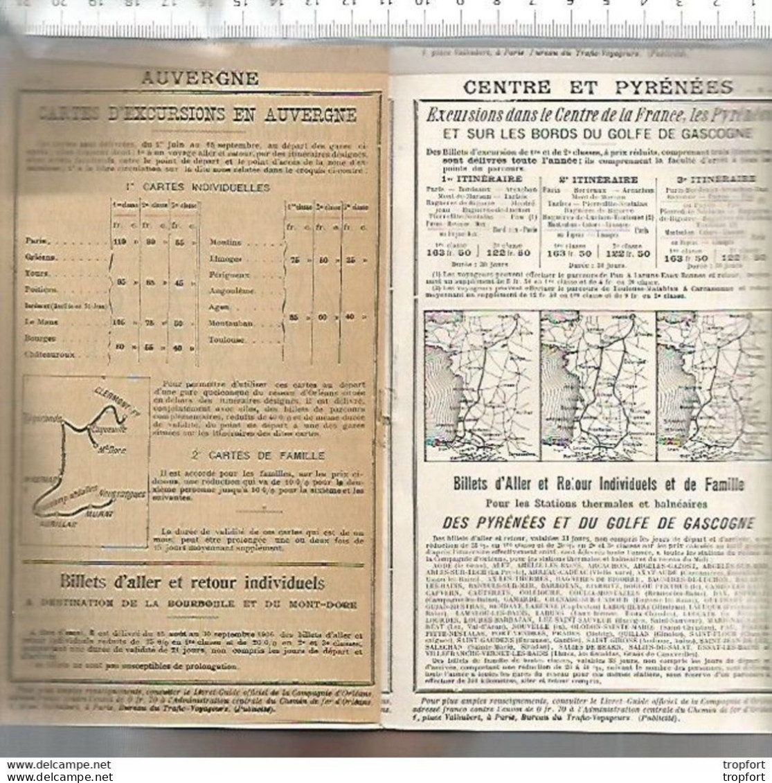 CA / Vintage / Livret Chemin De Fer D'ORLEANS Touraine Bretagne Bains De Mer // AUVERGNE LIMOUSIN SNCF Voyages - Dépliants Touristiques