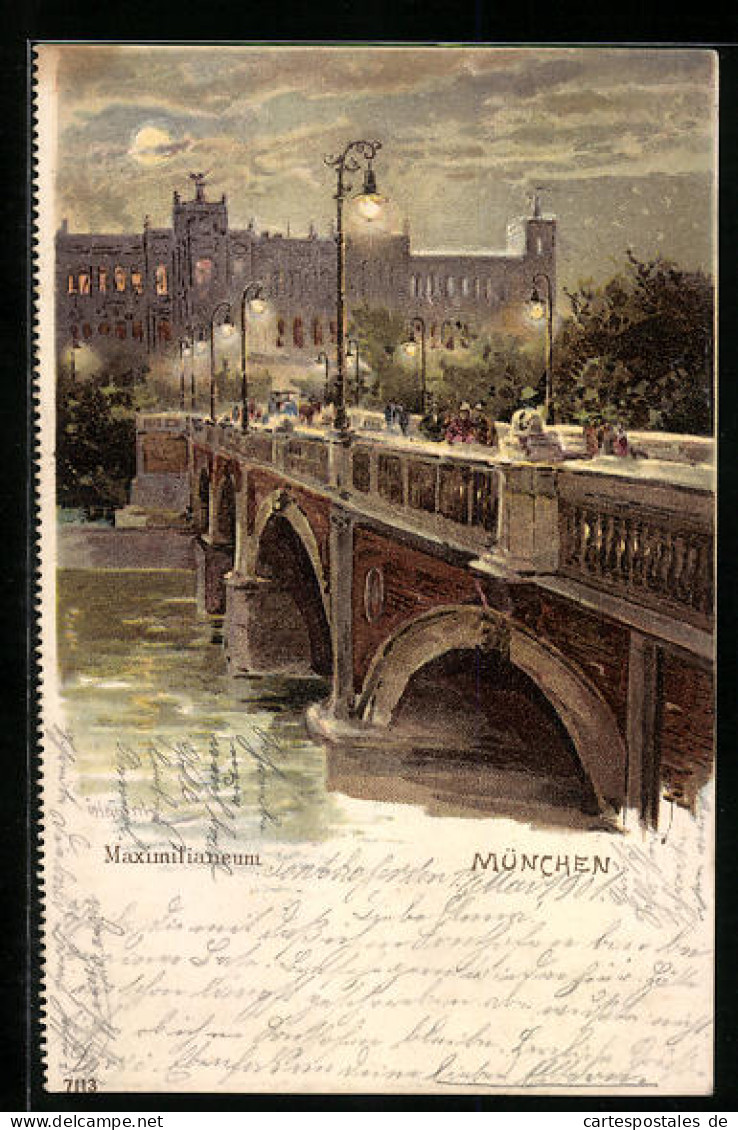Lithographie München, Brücke Beim Maximilianeum  - Muenchen