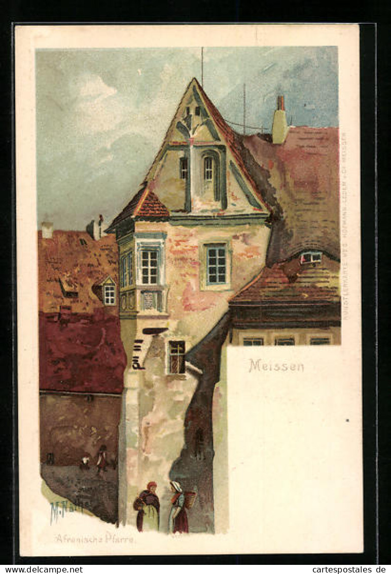 Lithographie Meissen, Afranische Pfarre  - Meissen
