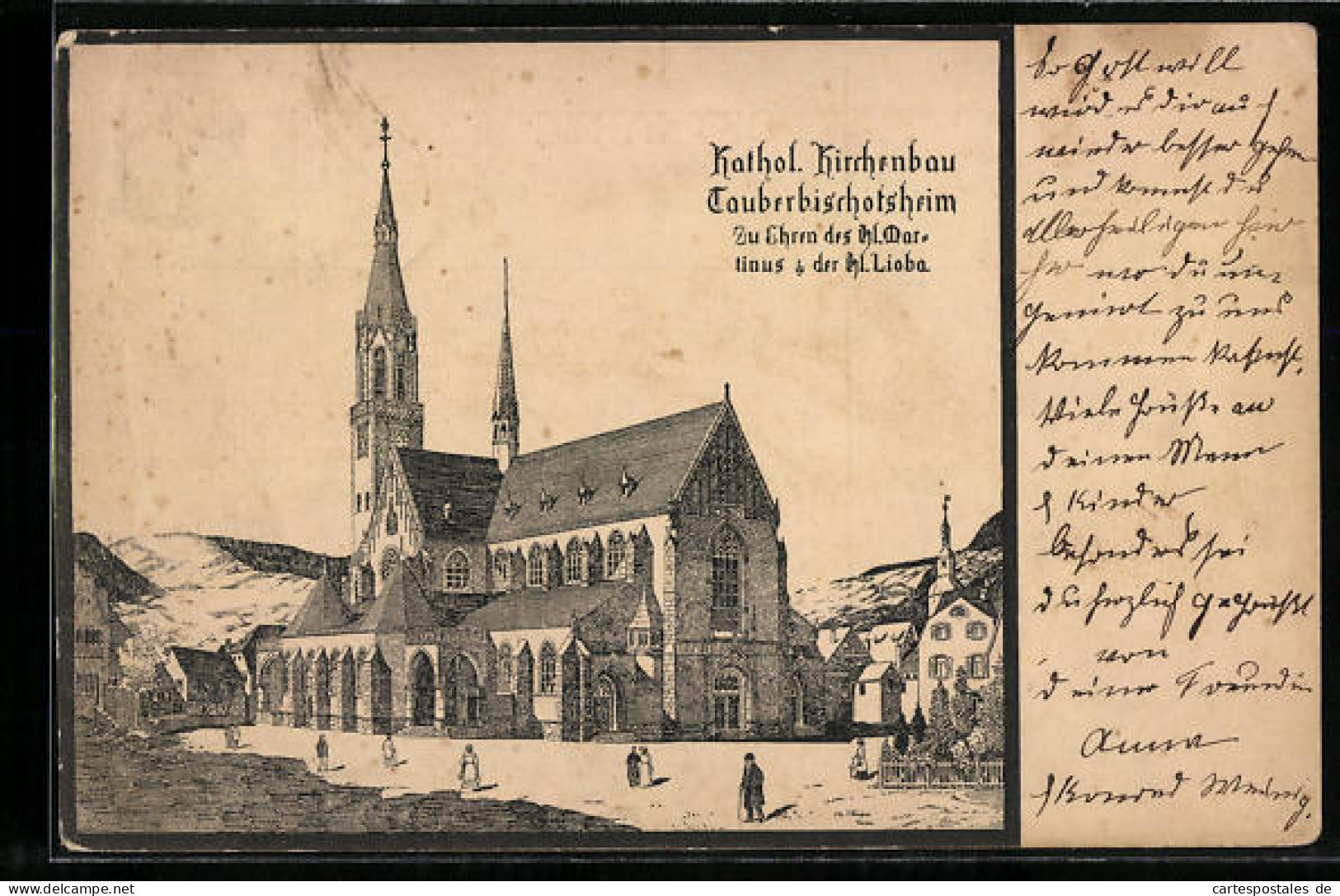 AK Tauberbischofsheim, Katholischer Kirchenbau Hl. Martinus, Hl. Lioba  - Tauberbischofsheim