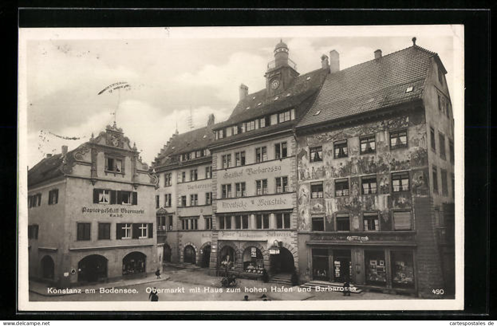 AK Konstanz, Obermarkt Mit Haus Zum Hohen Hafen Und Gasthof Barbarossa  - Konstanz