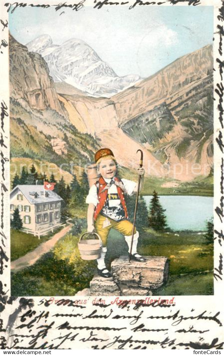 13724045 Seealpsee Saentis IR Junge In Trachten Berghaus See Appenzeller Alpen K - Autres & Non Classés
