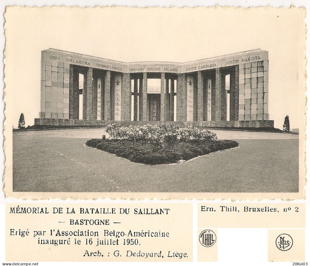 Mémorial De La Bataille Du Saillant, Bastogne, Erigé Inauguré Le 16 Juillet 1950_Luxembourg_CPSM Vintage USA - Bastogne