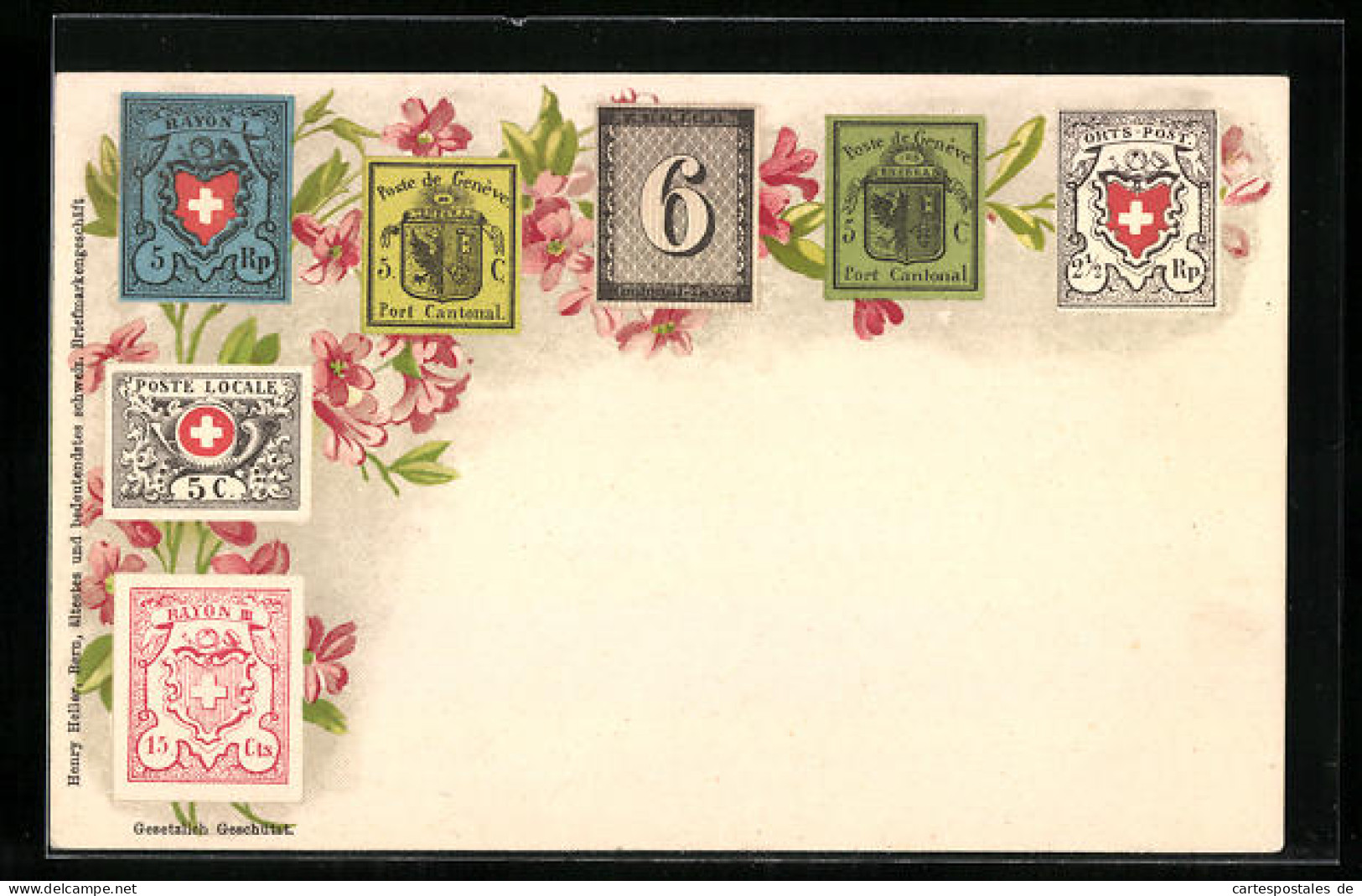 Lithographie Genève, Briefmarken Und Blumen  - Briefmarken (Abbildungen)
