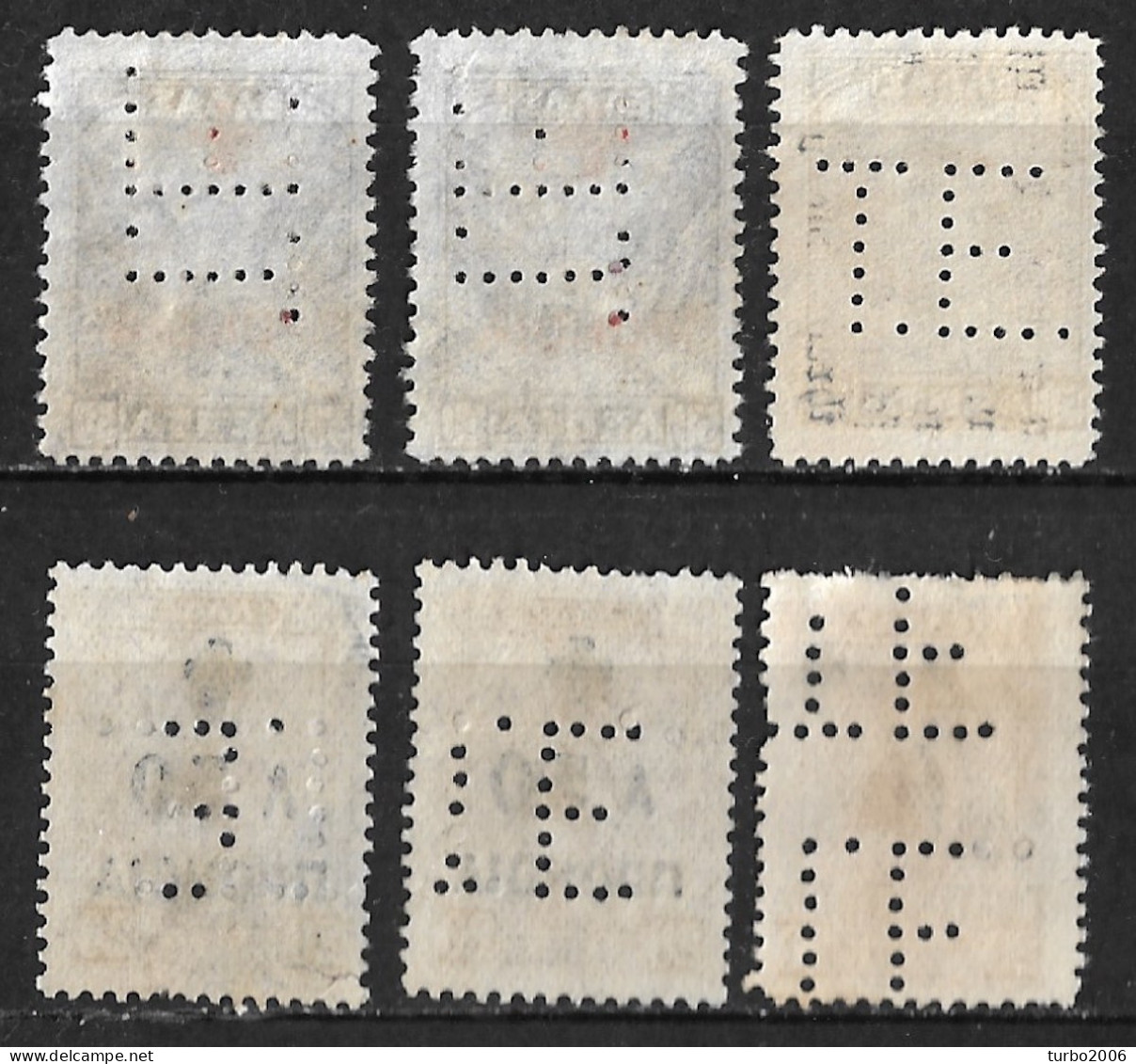 GREECE 1937- 38 Perfin T.E. (bank Of Greece) With Small And Large Holes In 6 Charity Stamps Vl. C 72 - 72 B - 73 - Bienfaisance