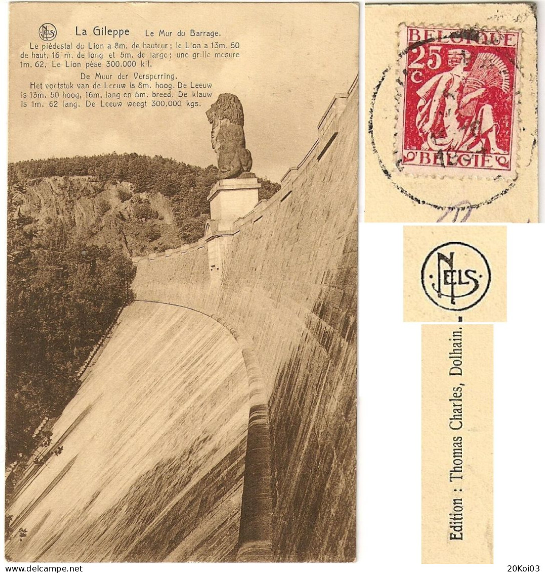 LA GILEPPE  Le Barrage, Liège, 1938+/- Belgique CPA Vintage - Gileppe (Dam)