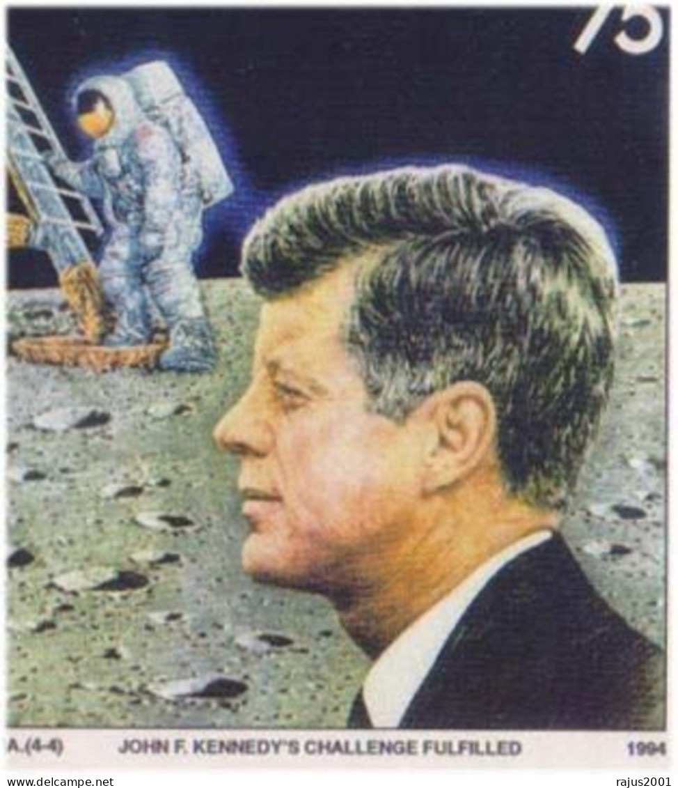 First Men On The Moon, John F. Kennedy, Salute To America, First Step On Moon Peace Flag Rocket, Satellite. Marshall FDC - Kennedy (John F.)