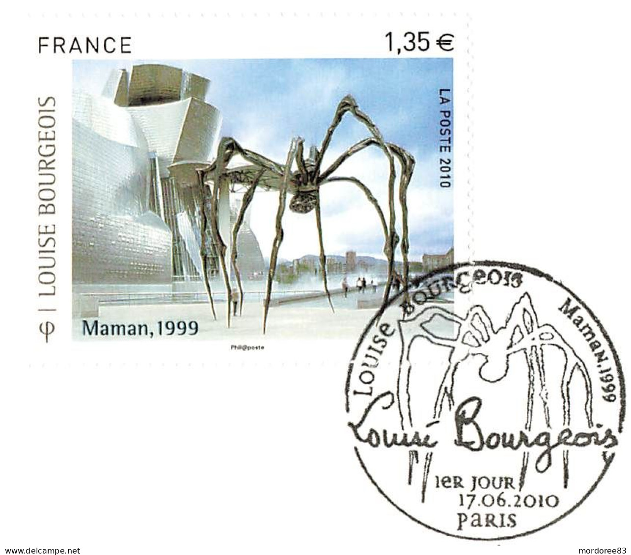 FRANCE 2010 OBLITERE 1ER JOUR SUR FRAGMENT YT 4492 LOUISE BOURGEOIS- - Used Stamps