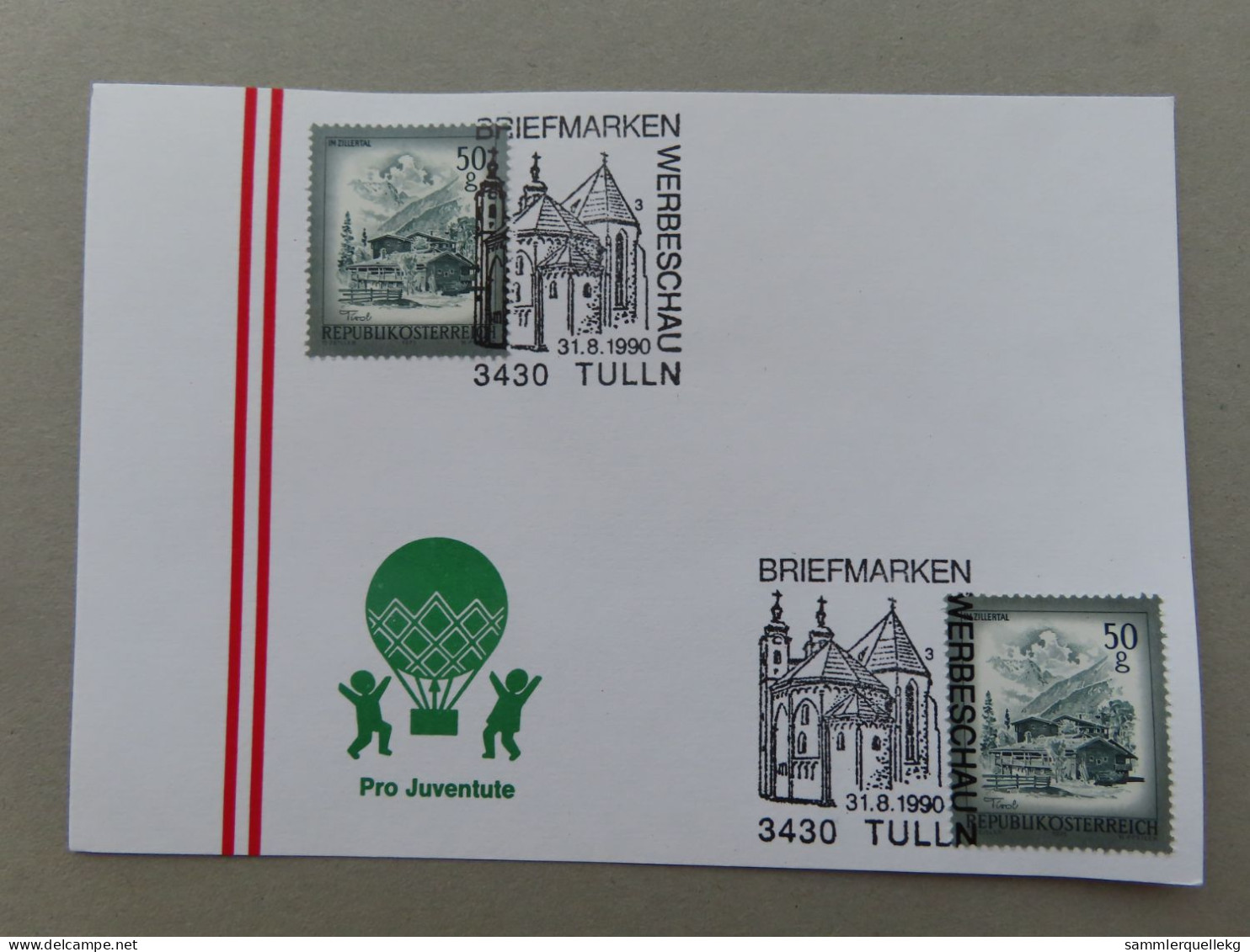 Österreich Pro Juventute - Mit Sonderstempel 31. 8. 1990 Tulln, Briefmarken Werbeschau (Nr.1212) - Andere & Zonder Classificatie