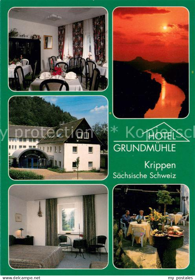 73660393 Krippen Bad Schandau Hotel Grundmuehle Restaurant Terrasse Fremdenzimme - Bad Schandau