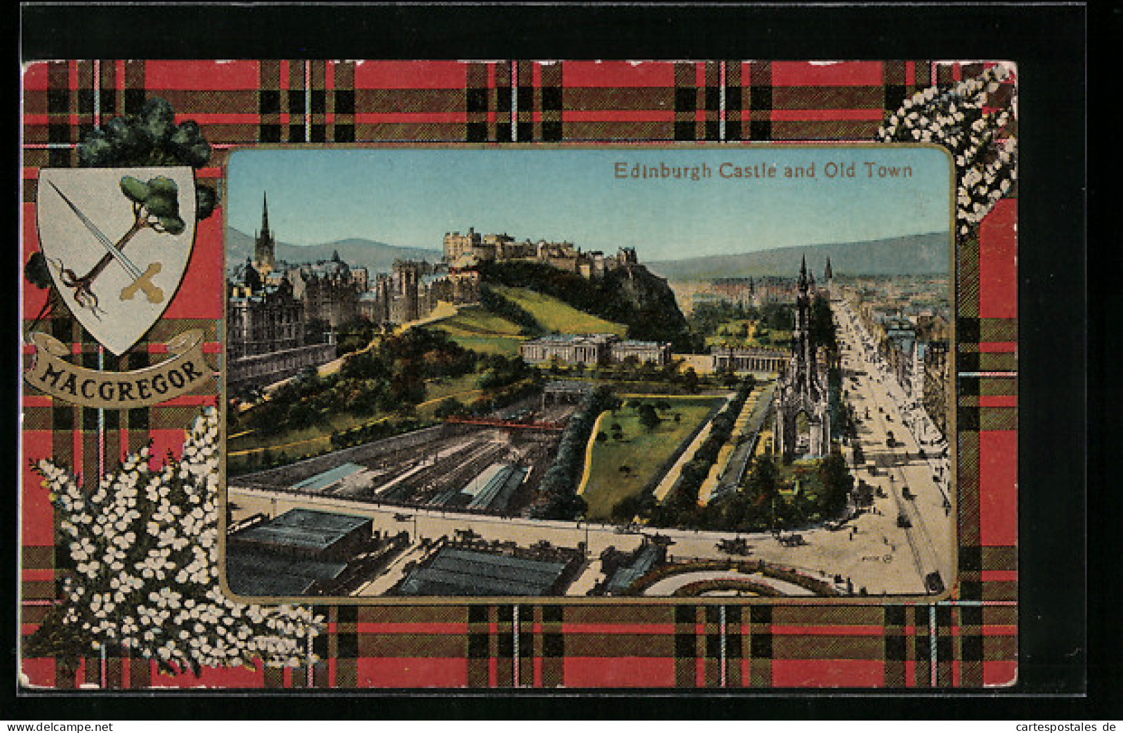 Pc Edinburgh, Castle And Old Town, Wappen Von Macgregor, Passepartout  - Autres & Non Classés