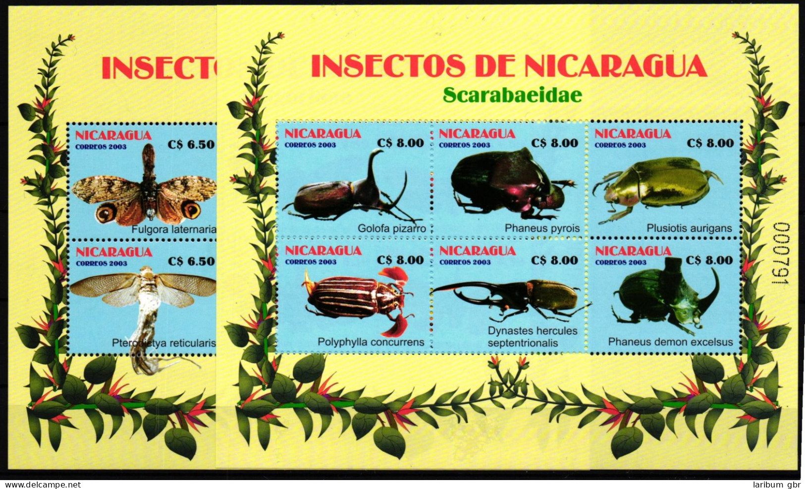 Nicaragua Block 322 Und 323 Postfrisch Insekten #IH157 - Nicaragua