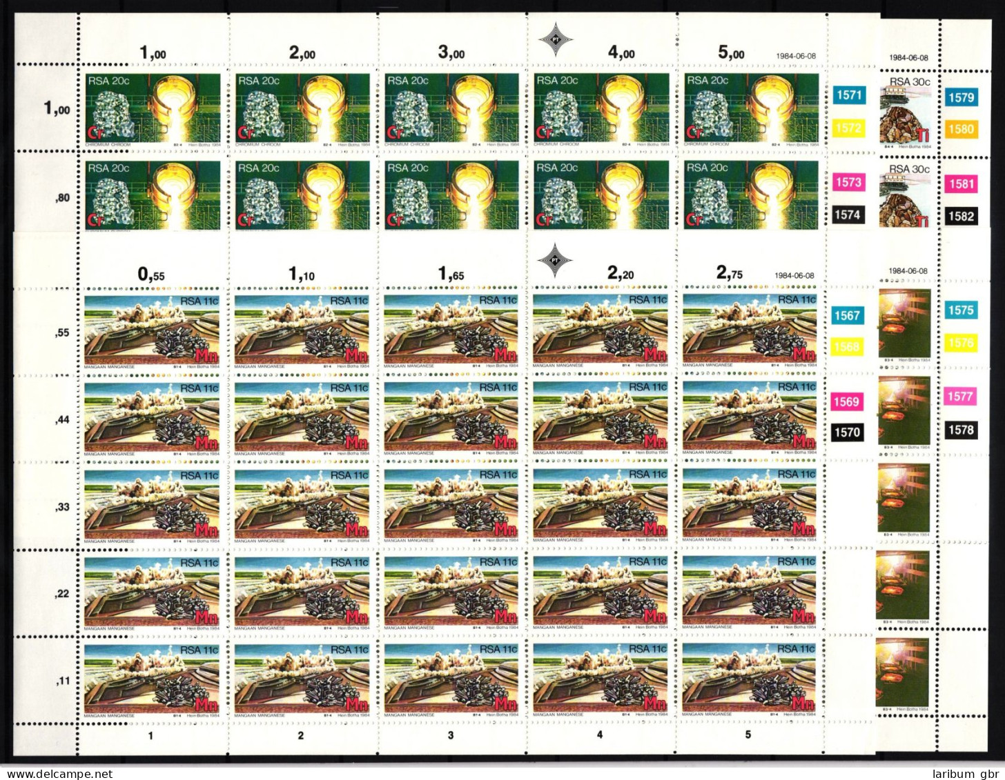 Südafrika 647-650 Postfrisch Zusammendruckbögen / Mineralien #IH234 - Other & Unclassified