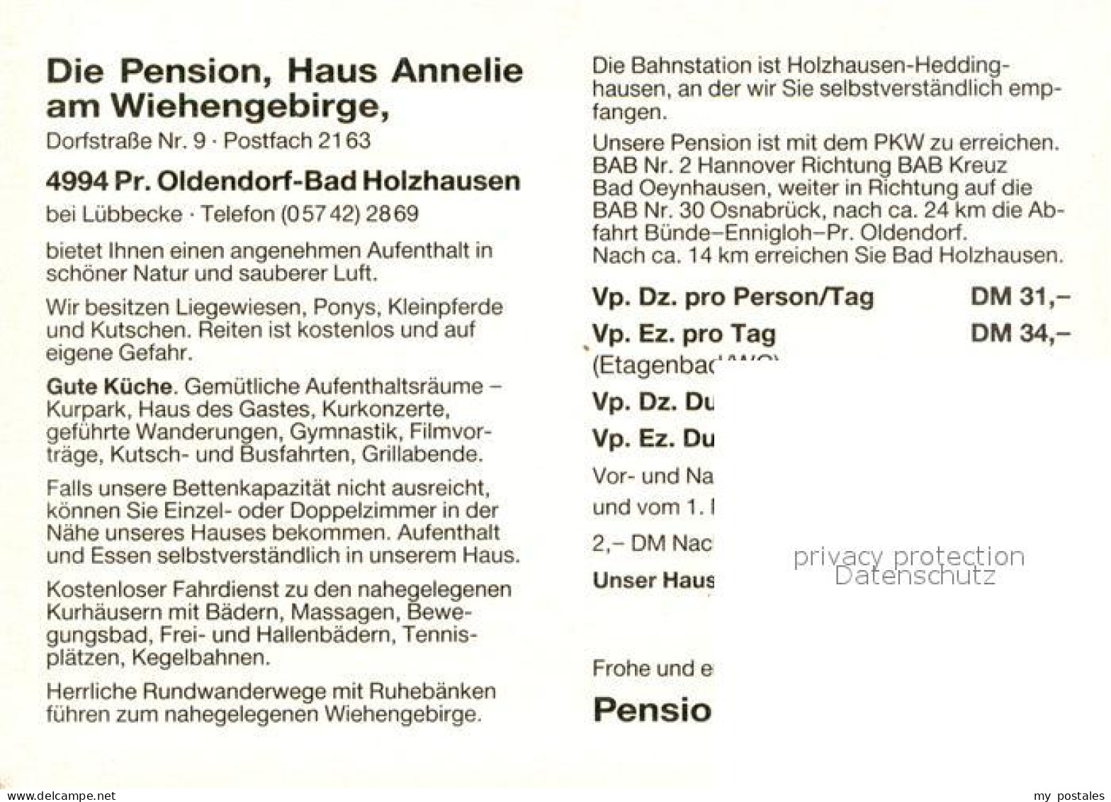 73660107 Bad Holzhausen Luebbecke Pension Haus Annelie Am Wiehengebirge Bad Holz - Getmold