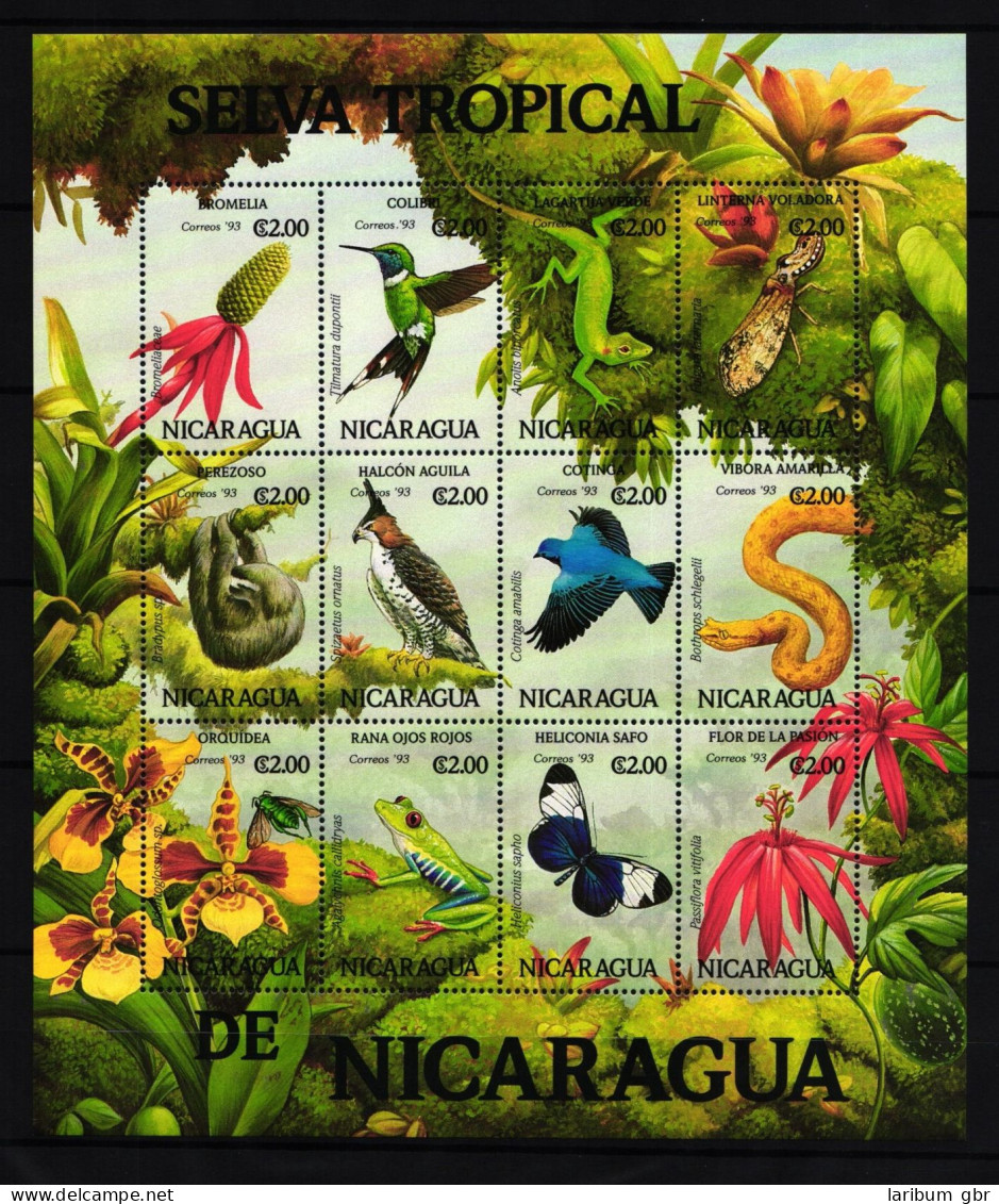 Nicaragua 3236-3247 Postfrisch Zusammendruckbogen / Wildtiere #IH153 - Nicaragua