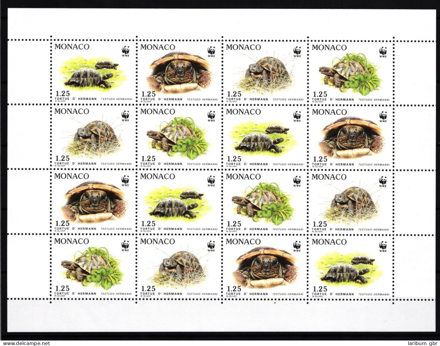 Monaco 2046-2049 Postfrisch Zusammendruckbogen / Schildkröte #IH355 - Otros & Sin Clasificación