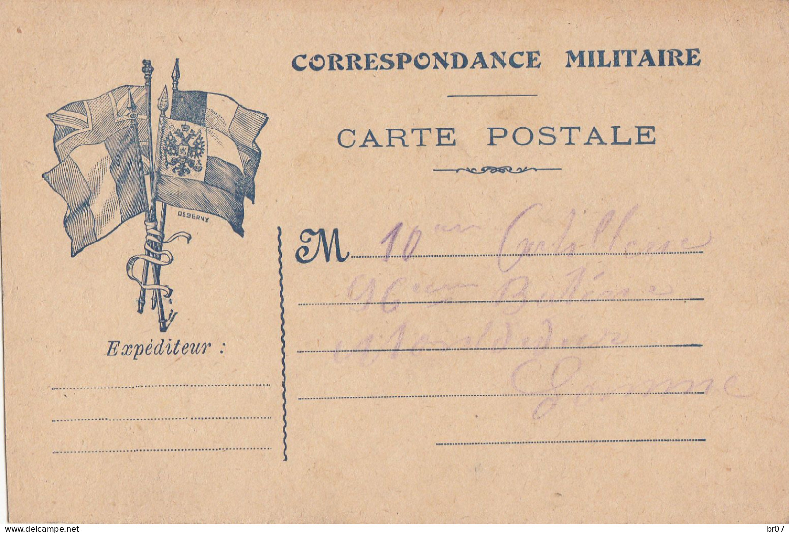 CPFM ILLUSTRATION DRAPEAUX SIGNE DEBERNY VERSO DATEE 1916 - WW I