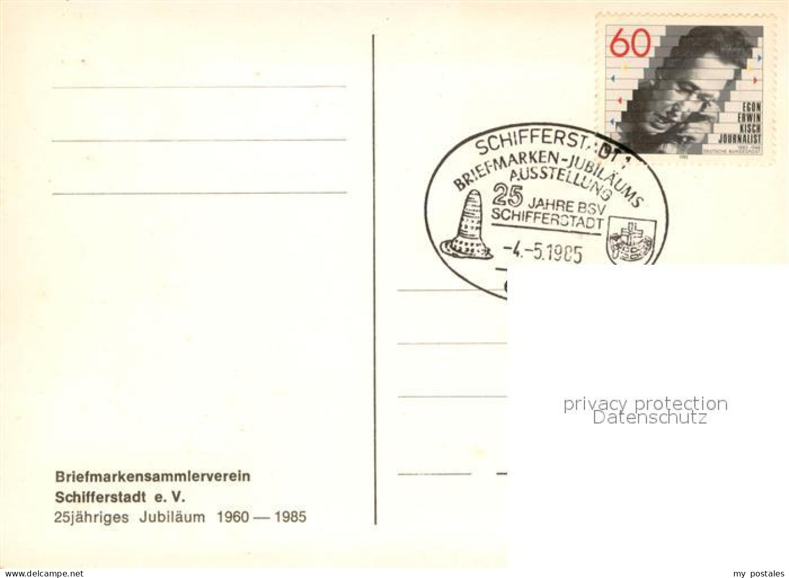 73659362 Schifferstadt 25 Jahre BSV Schifferstadt E.V. Briefmarken-Jubilaeums Au - Schifferstadt