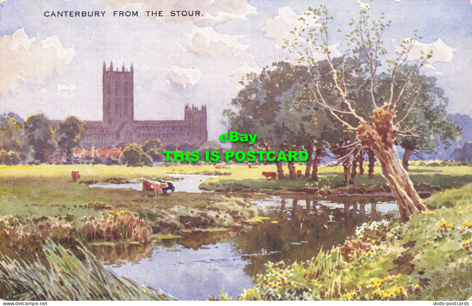 R567180 Canterbury From Stour. Art Colour. E. W. H. Valentines. A1275 - Mondo