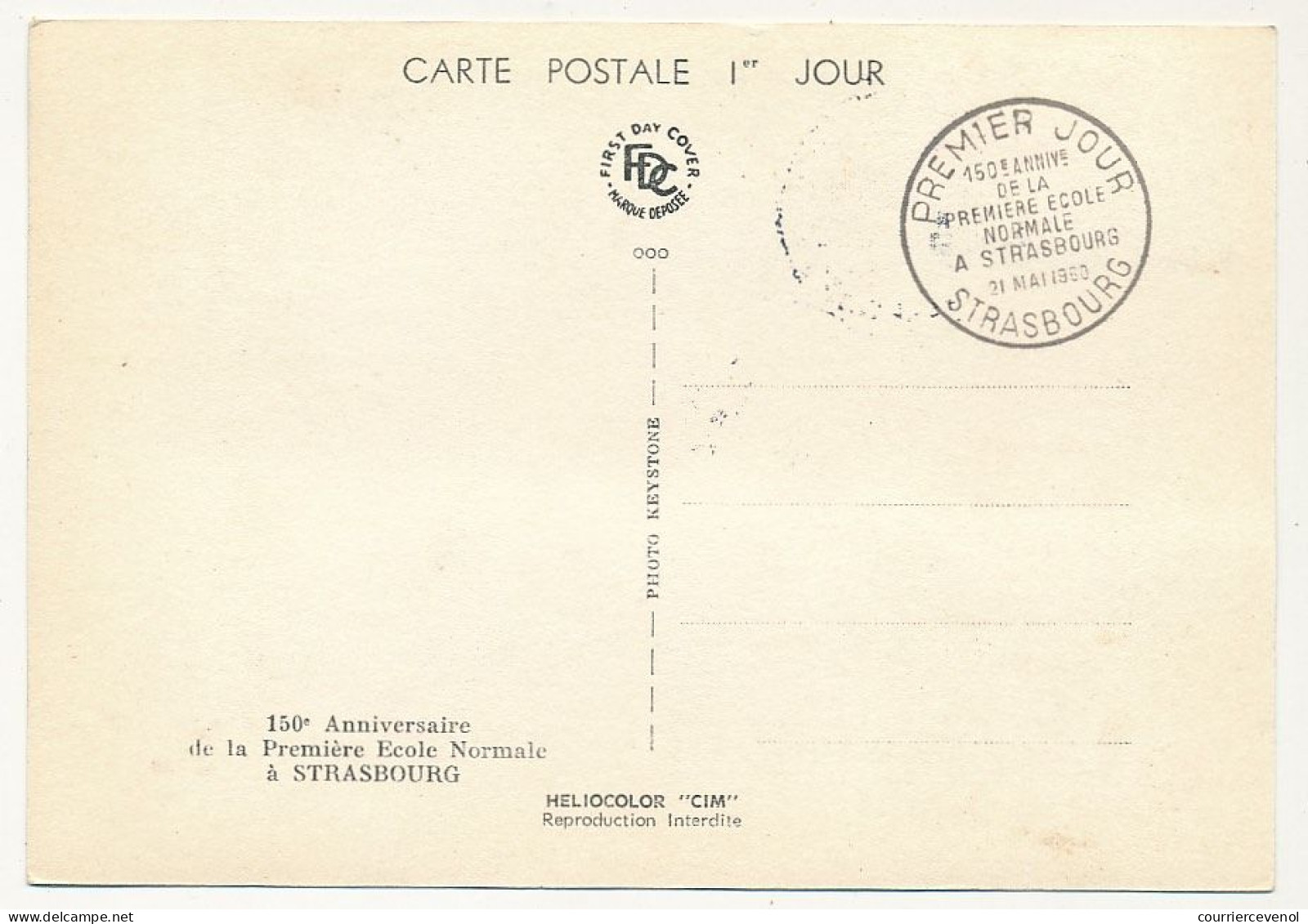 FRANCE => Carte Maximum - 0,20 F 150eme Anniversaire Ecole Normale à STRASBOURG - 21 Mai 1960 - 1960-1969