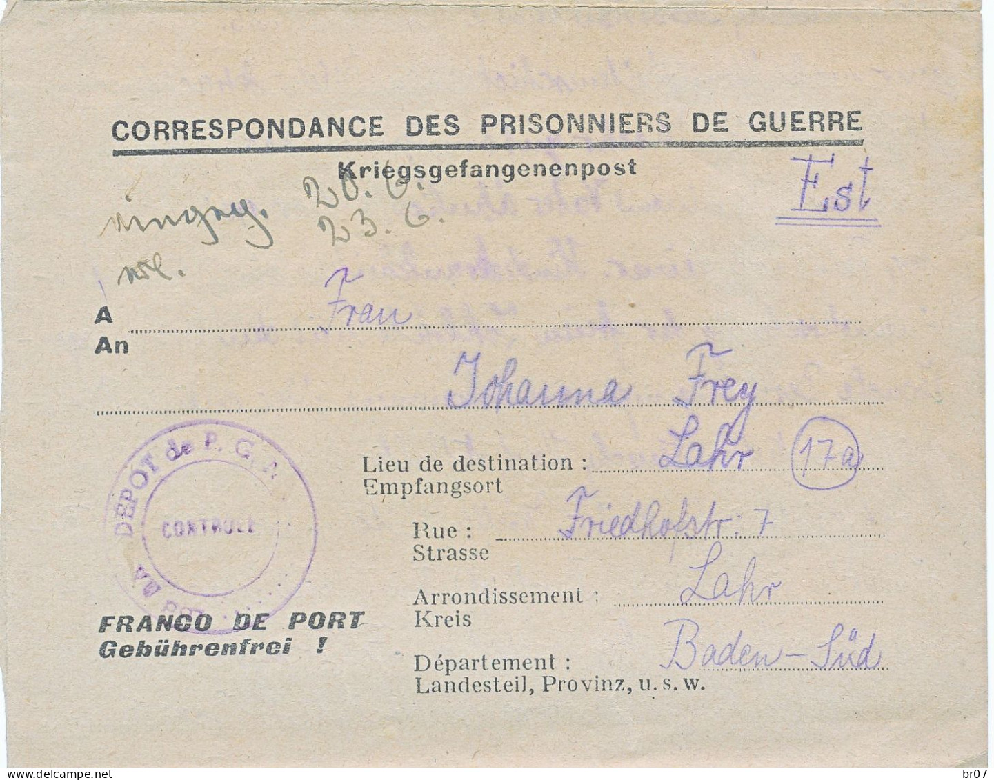 MEURTHE ET MOSELLE CLFM 1946 PRISONNIERS DE L'AXE CAMP DE BACCARAT - 2. Weltkrieg 1939-1945