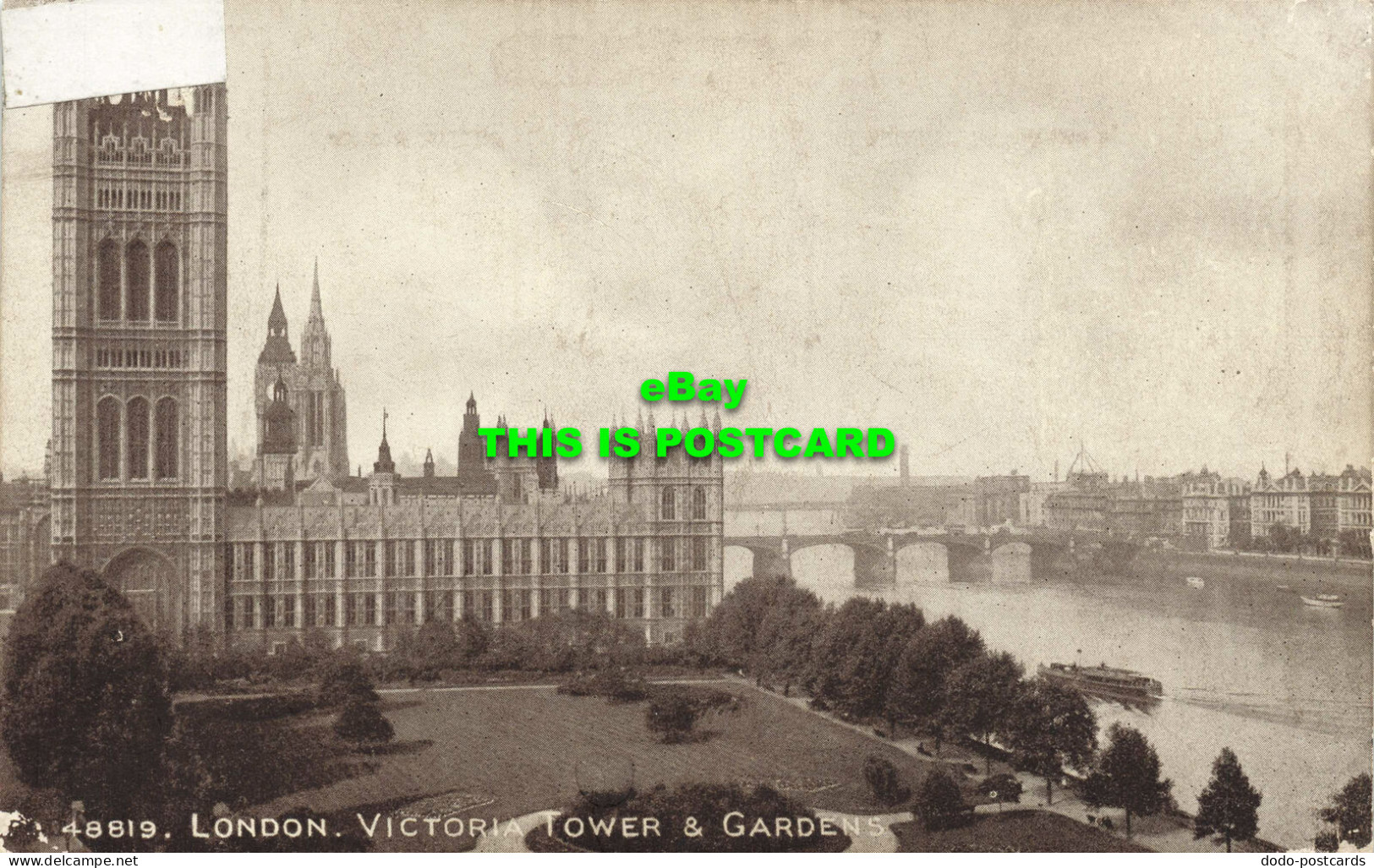 R568405 48819. London. Victoria Tower And Gardens. Sepiatone Series. Photochrom - Sonstige & Ohne Zuordnung