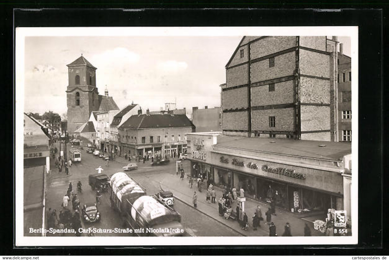 AK Berlin-Spandau, Carl-Schurz-Strasse Mit Nicolaikirche  - Spandau