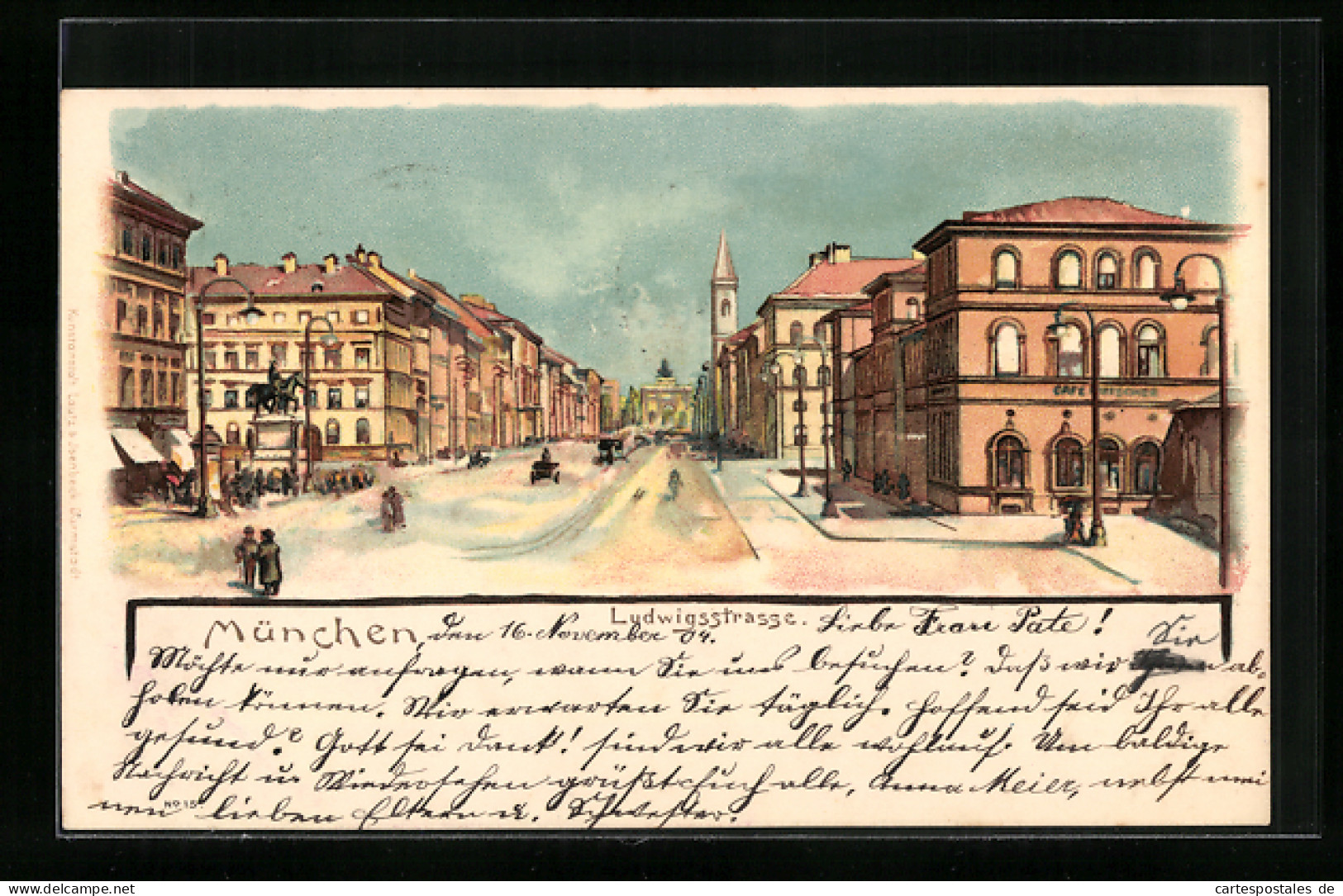 Lithographie München, Ludwigsstrasse  - Muenchen