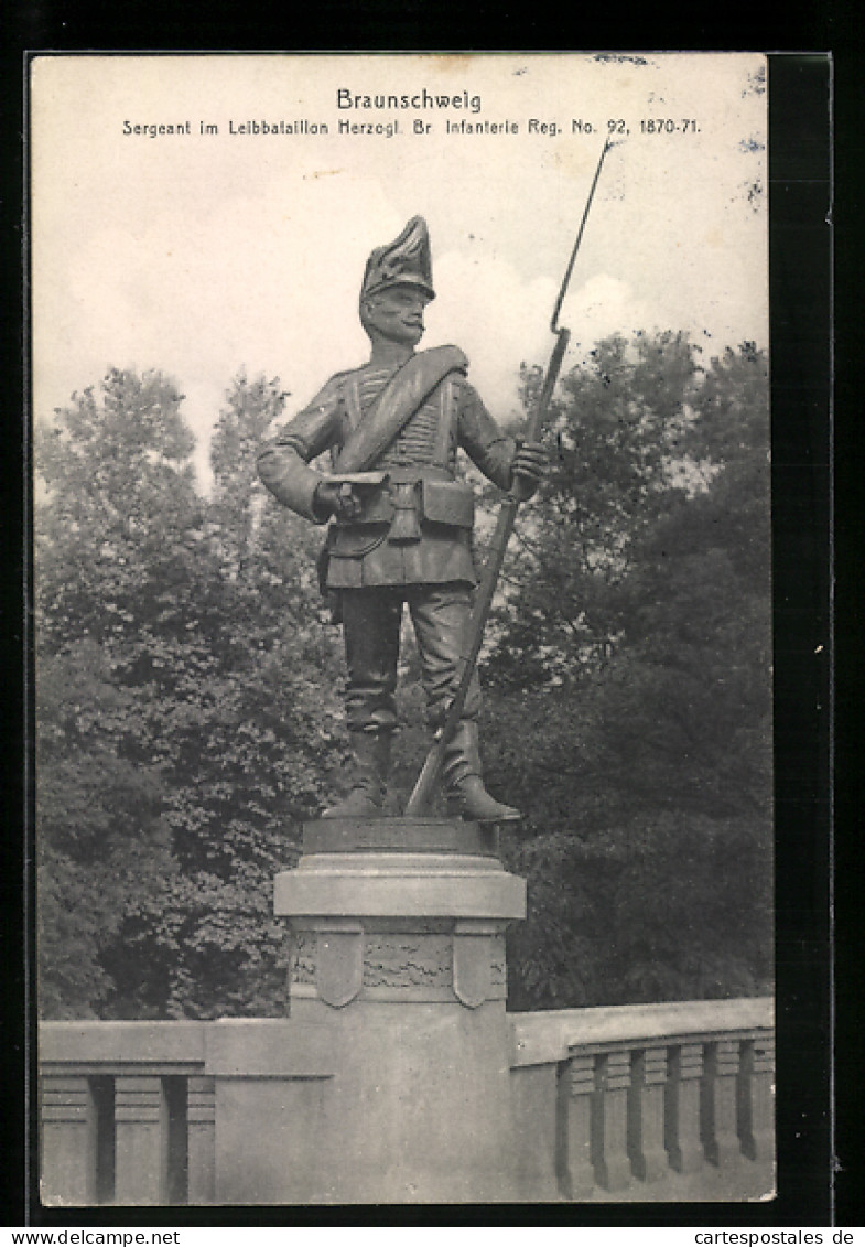 AK Braunschweig, Sergeant Im Leibbataillon Herzogl. Br. Infanterie Reg. No. 92  - Braunschweig