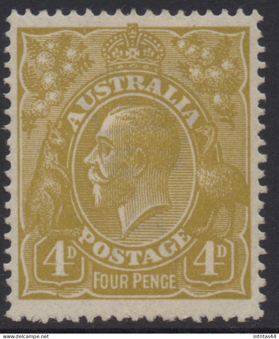 AUSTRALIA 1924-25 4d OLIVE - YELLOW KGV STAMP  PERF.14 1st.WMK SG.80  MNH - Ungebraucht