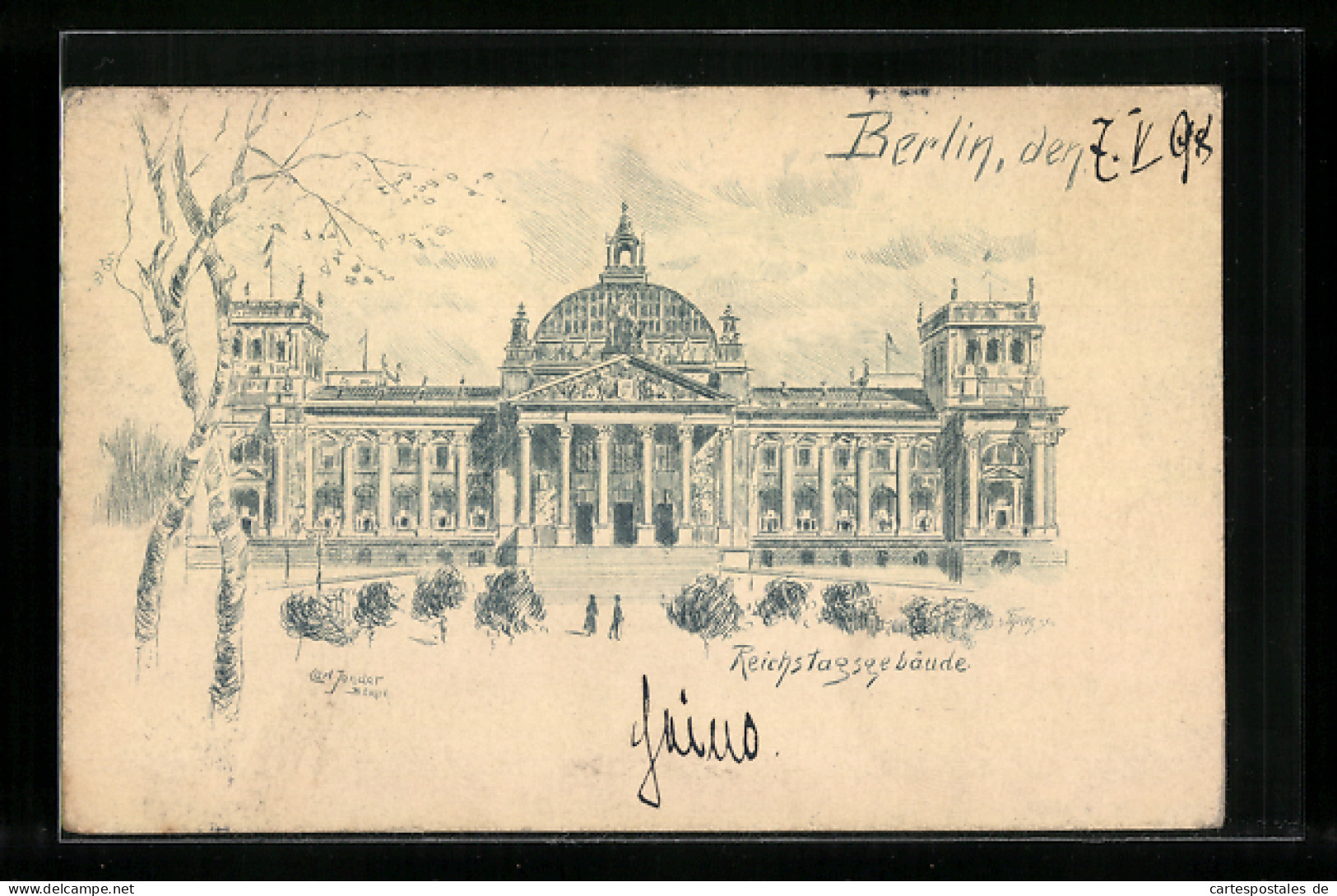 Lithographie Berlin-Tiergarten, Fassade Des Reichstagsgebäude  - Tiergarten