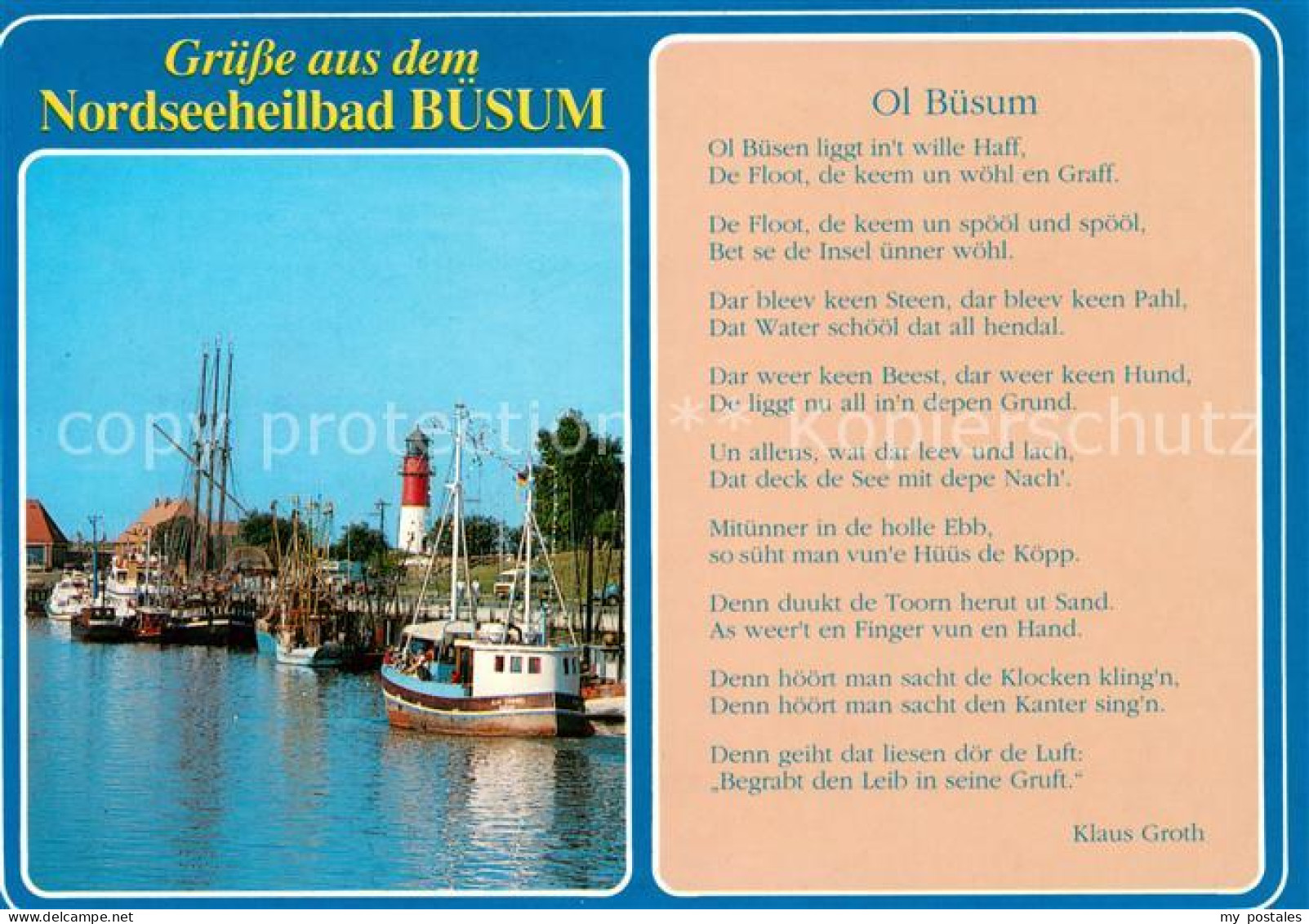 73657078 Buesum Nordseebad Hafen Fischkutter Leuchtturm Gedicht Von Klaus Groth  - Büsum