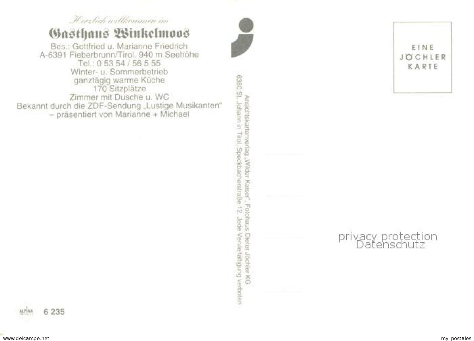 73656906 Fieberbrunn Tirol Gasthof Winkelmoos Gottfried Und Marianne Friedrich G - Autres & Non Classés
