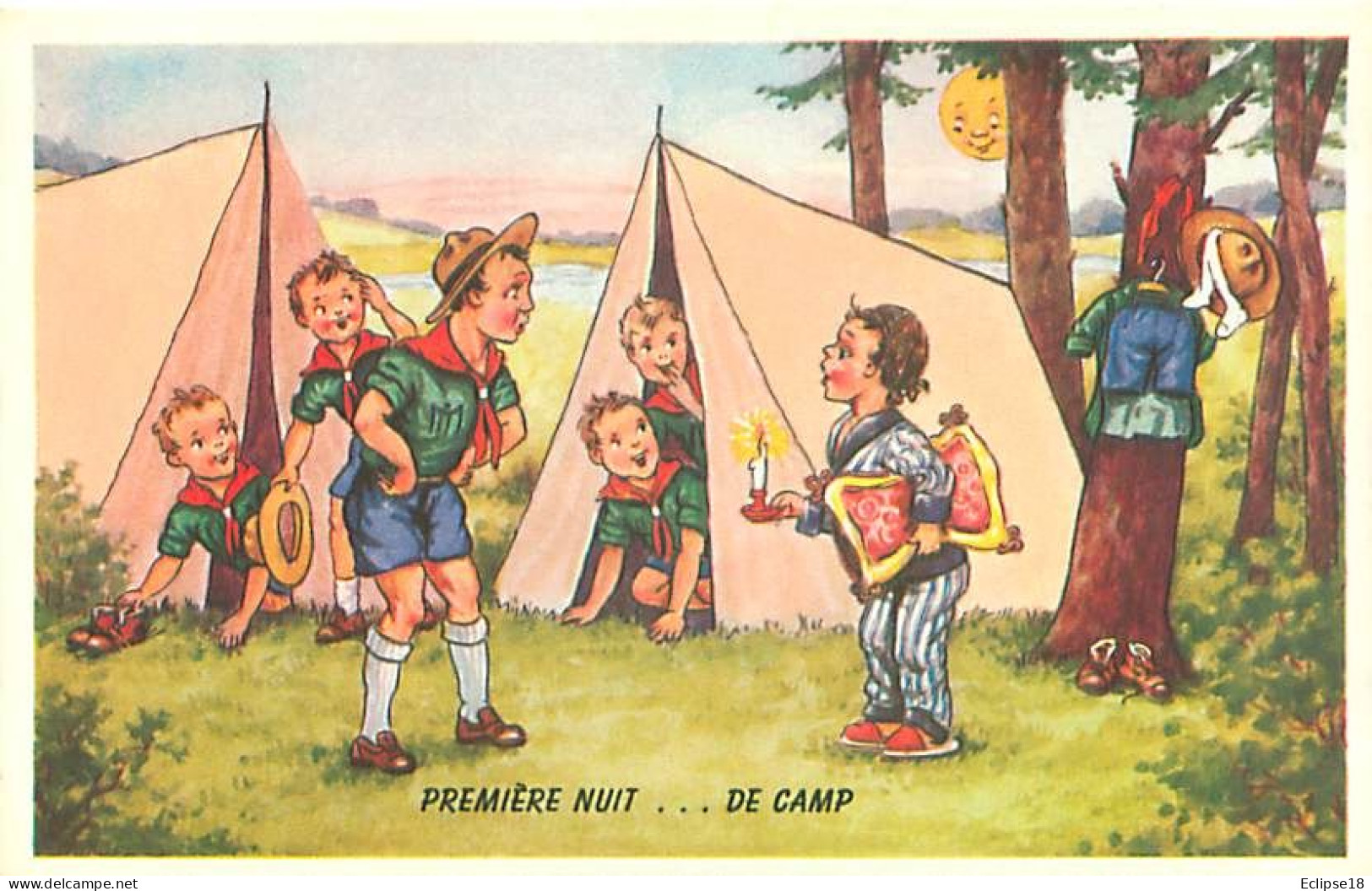 Illustration - Enfants Scoutisme - Premiere Nuit    Q 2591 - Scoutisme