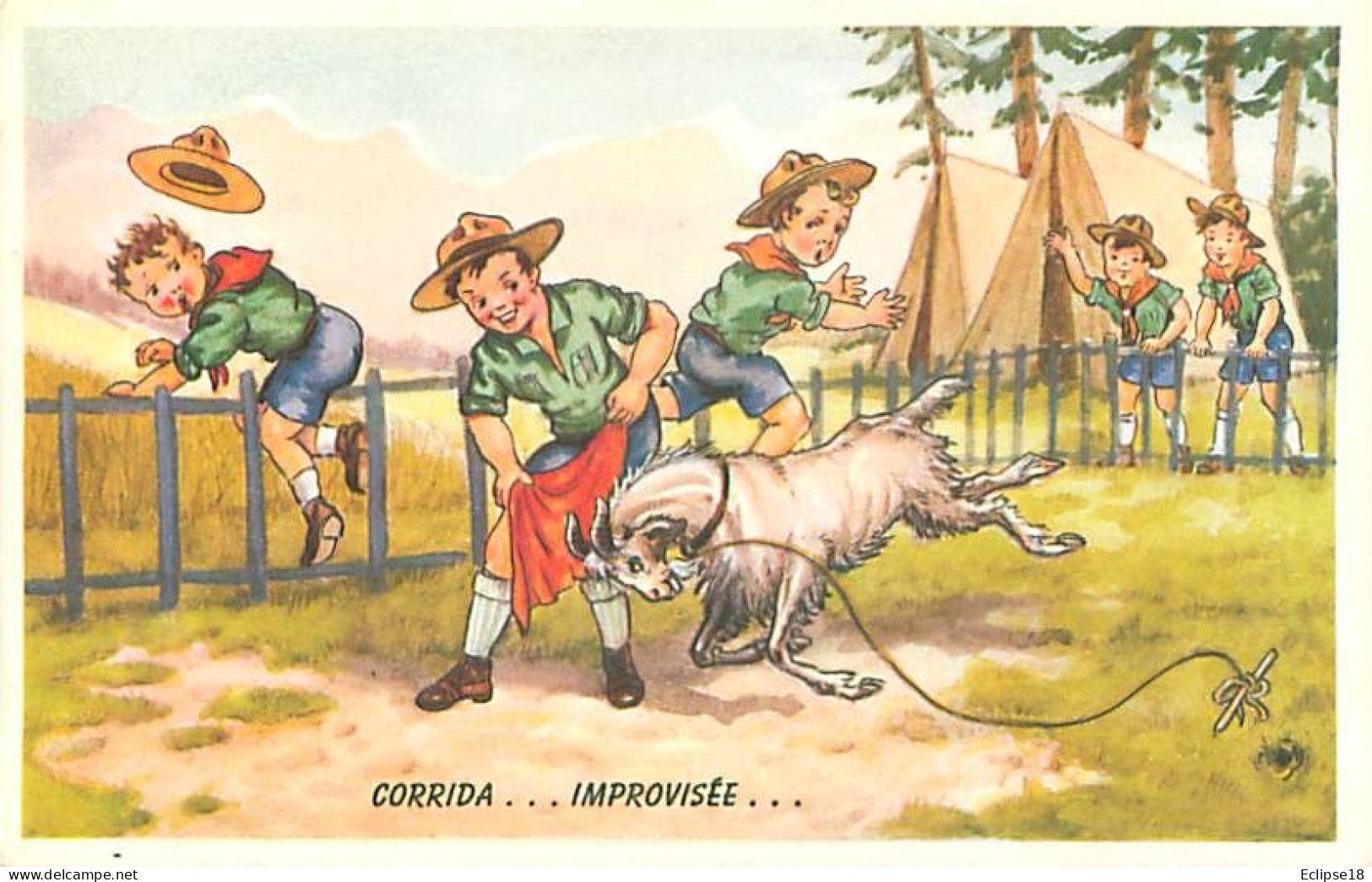 Illustration - Enfants Scoutisme - Corrida Improvisée    Q 2591 - Scouting