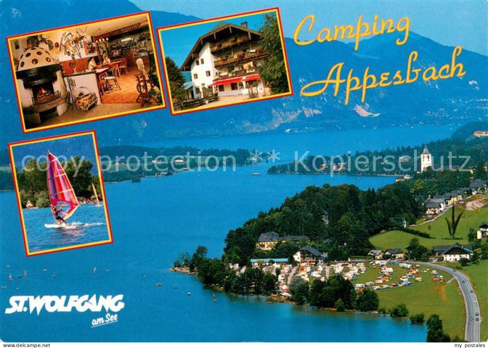 73656788 St Wolfgang Wolfgangsee Fliegeraufnahme Mit Camping Appesbach Gaststube - Other & Unclassified
