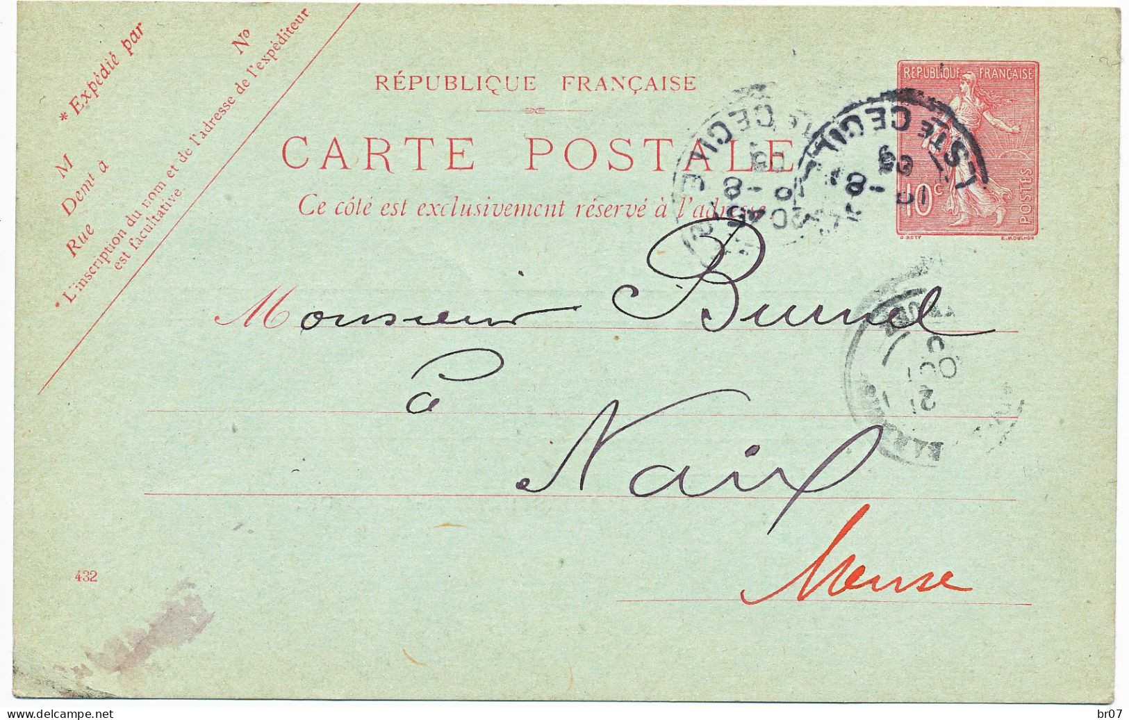PARIS ENTIER POSTAL REPIQUE 1905 REPIQUAGE ET. METALLURGIQUES A. DURENNE - 1877-1920: Semi-Moderne