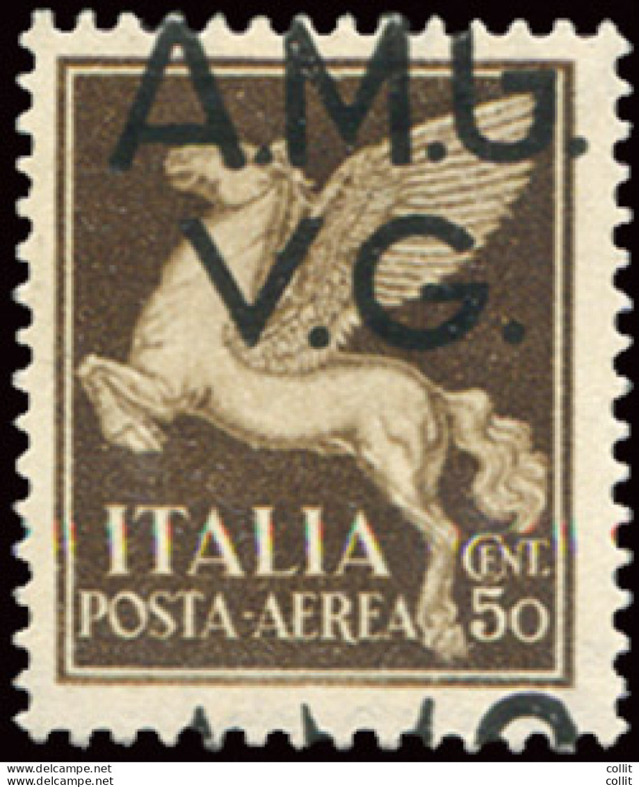 AMG. VG. - Posta Aerea Cent. 50  Varietà Soprastampa - Nuovi