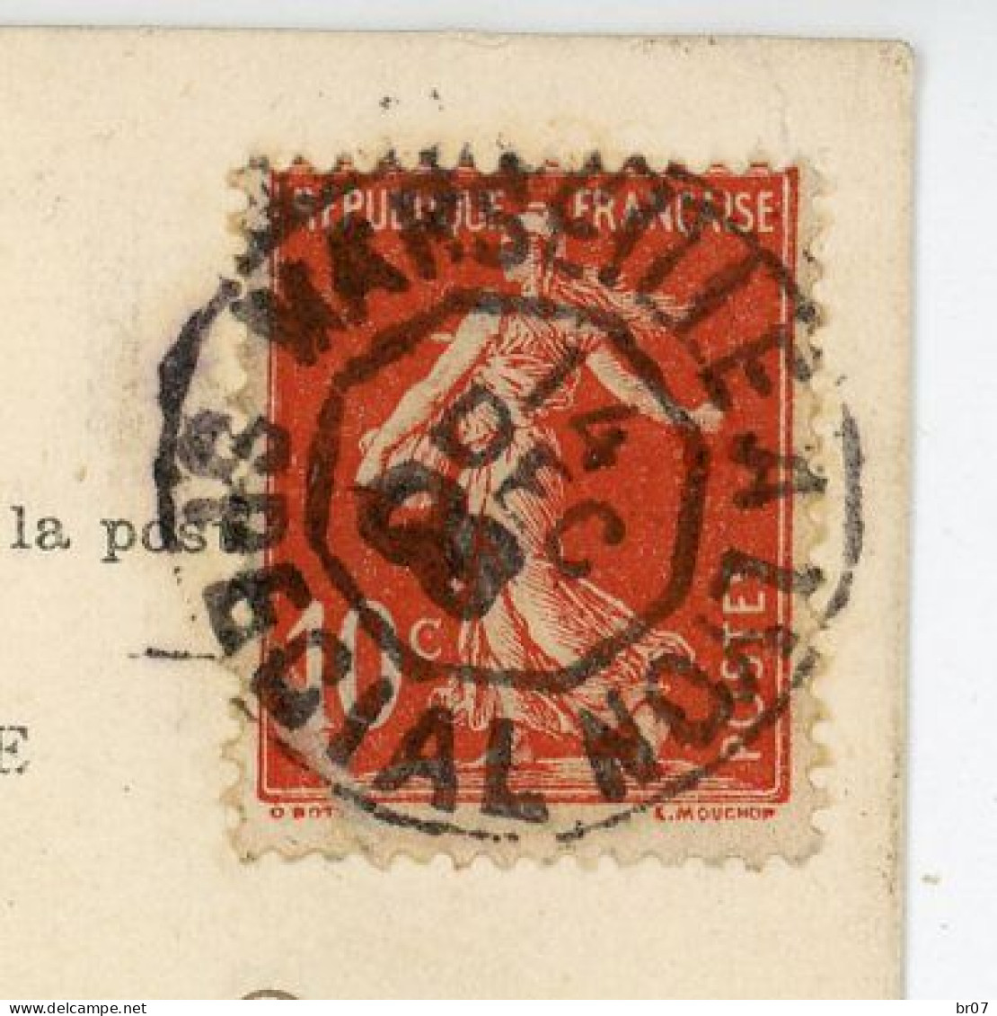 SEMEUSE AVEC SOL MARSEILLE A LYON SPECIAL (RAPIDE AMBULANT) CP 1908 SEMEUSE AVEC SOL BOUCHES DU RHONE RHONE - 1877-1920: Semi-Moderne