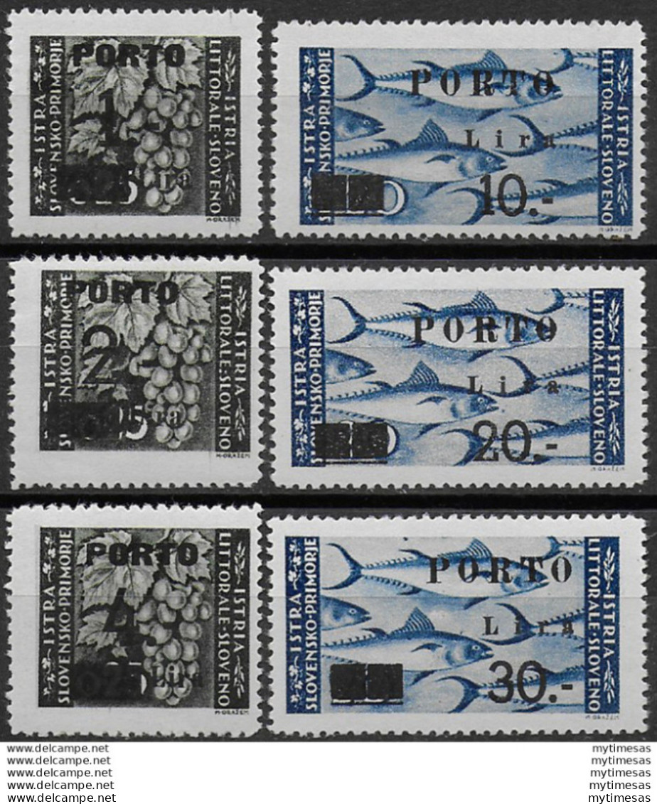 1946 Litorale Sloveno Tasse 6v MNH Sass N. 14B/19B - Sonstige & Ohne Zuordnung