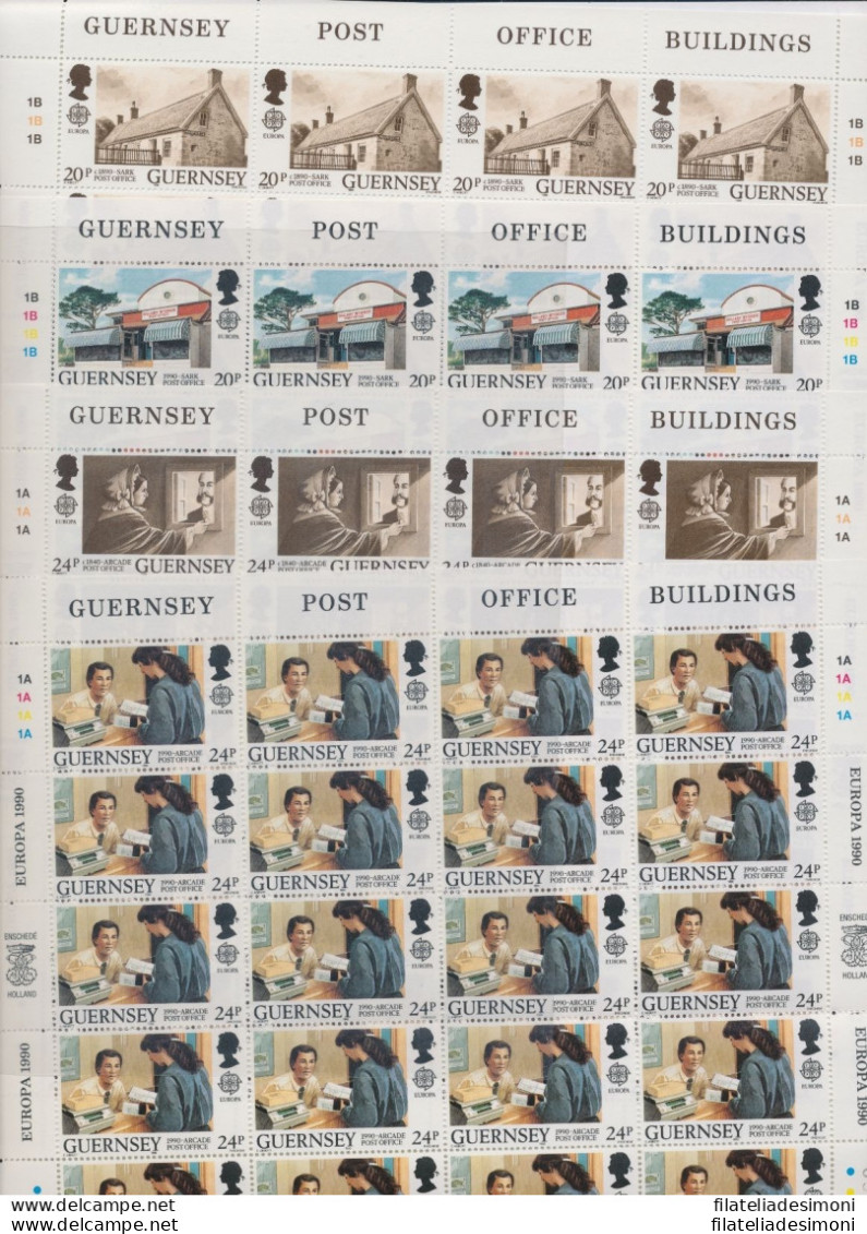 1990 EUROPA CEPT Guernsey 4 Minifogli "Edifici Postali " MNH** - Andere & Zonder Classificatie