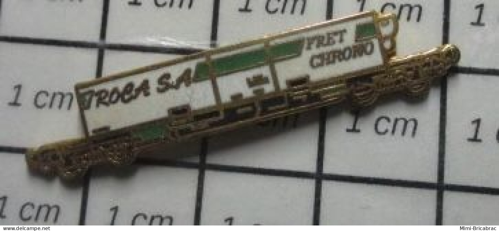 815A  Pin's Pins / Beau Et Rare / TRANSPORTS / WAGON PLATE-FORME TROCA S.A. FRET CHRONO - Transportation