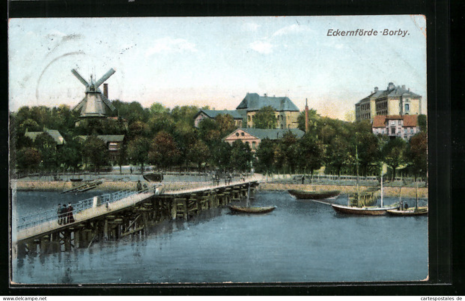 AK Eckernförde-Borby, Seesteg Mit Blick Zur Windmühle  - Eckernfoerde